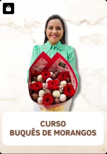Curso Buquês de Morangos — imagem real enviada do acervo Doceflorismo