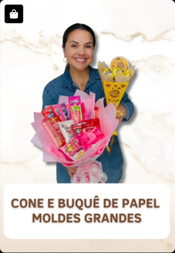 Cone e Buquê de Papel — Moldes Grandes — imagem real enviada do acervo Doceflorismo
